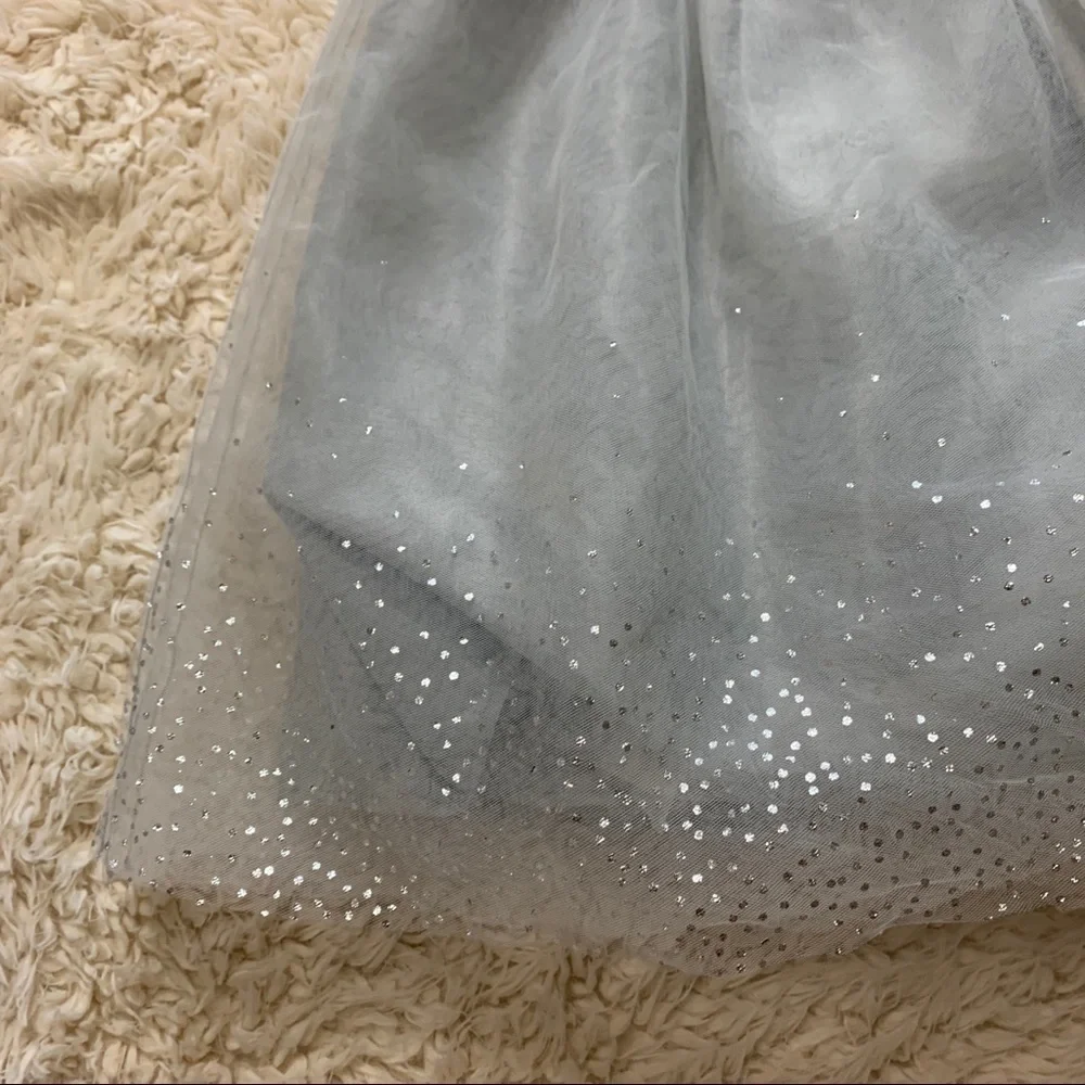 Gymboree Gray Sparkly Taffeta Tulle Formal Dress
